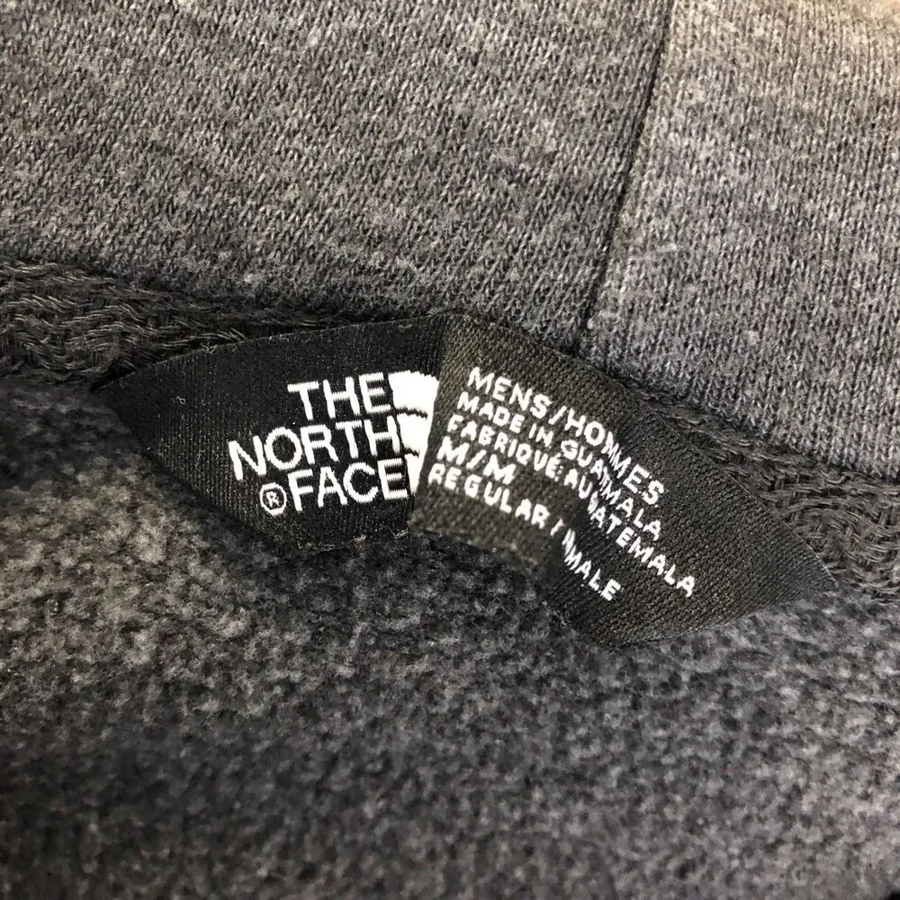 The North Face Logo Graphic Print Fleece Pullover Hoodie Gray Cotton Blend M